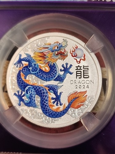 2024 P125 Australia 50c Year of Dragon 1/2oz .9999 Silver NGCMS70 PURPLE CORE - Picture 6 of 7