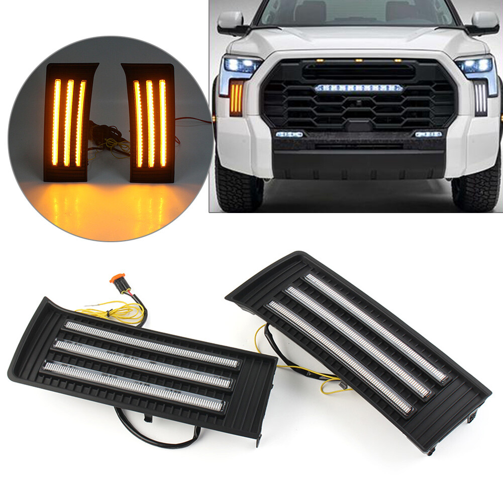 For Toyota Tundra 2022-2023 Daytime Running Lights LED DRL Turn Signals Fog Lamp