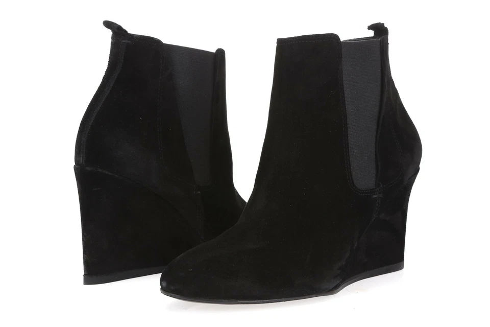 Womens LANVIN 160027 Black Suede Pull on Wedge Boots sz. 39 - Image 2 of 4