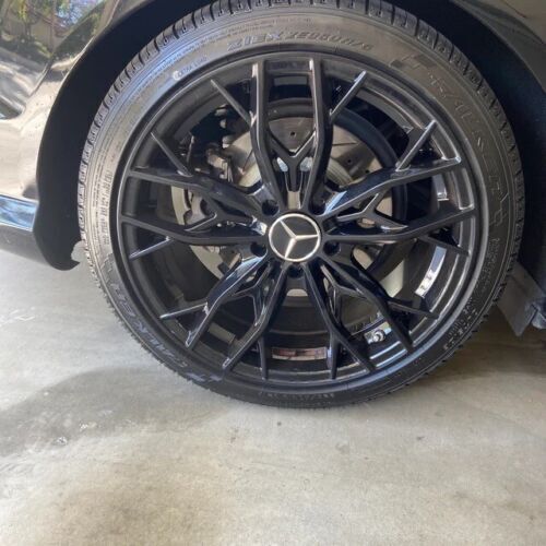 4 PCS WHEELS CENTER CAPS MERCEDES BENZ GLOSSY BLACK 75MM OEM - 第 3/3 張圖片