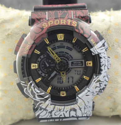Casual Men Analog-Digital Dial Multifunctional Stylish Wristwatch Rubber Band