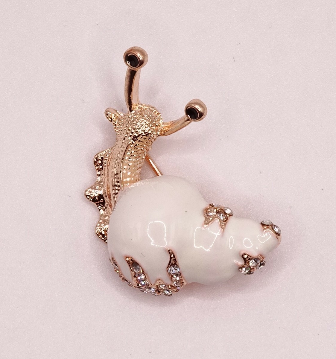 Rose Gold White Snail Fashion Brooch Pin Brand New FREE P&P
