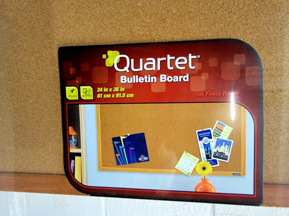 Bulletin Board Cork Vision Pinboard Reminder Office Business Notice Note Oak - Image 2 of 4