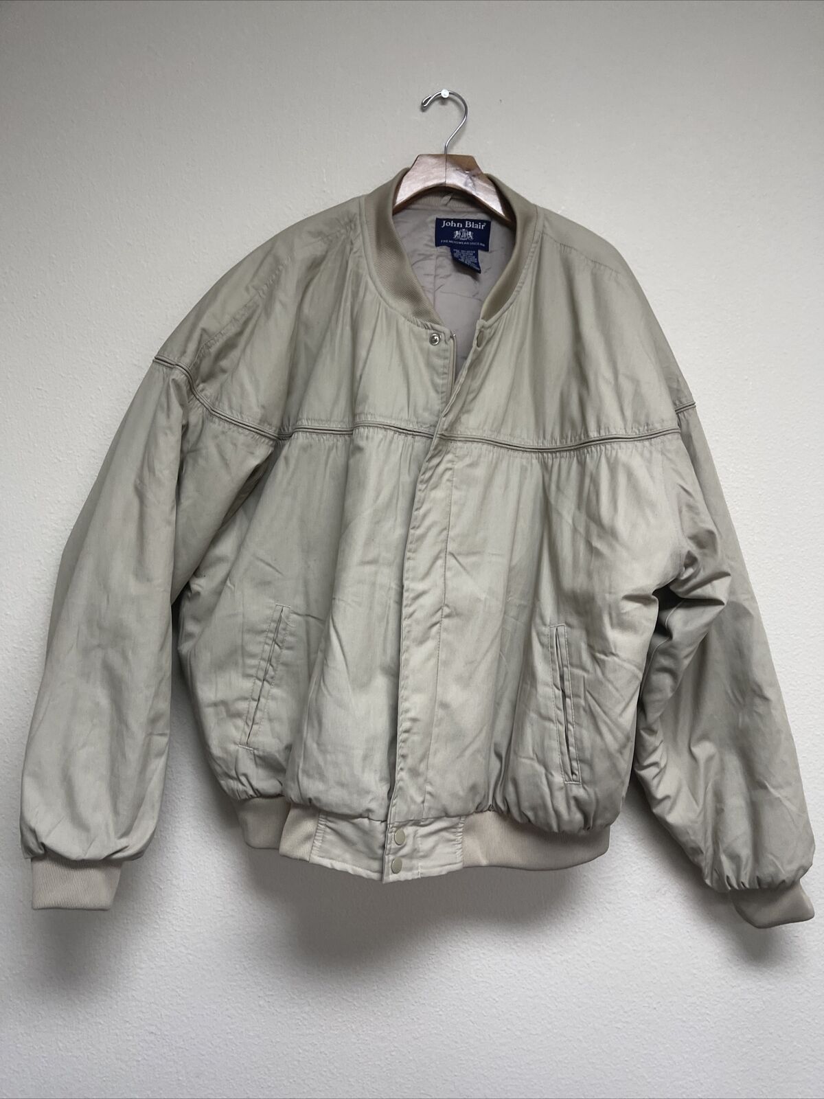 Vintage John Blair Mens Puffy Bomber Beige Jacket Mens size 3XL