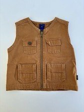 Vintage Oshkosh B'Gosh Dark Khaki Unisex Canvas Vest 6/9M Outdoor Casual Wear