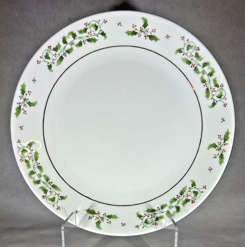 Gibson Everyday Holiday Charm  10” Dinner Plate Holly Berries Gold Replacemt EUC