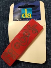 Vtg Hair Clip Barrette RED ABSTRACT SWIRL SOLD IN EUROPE