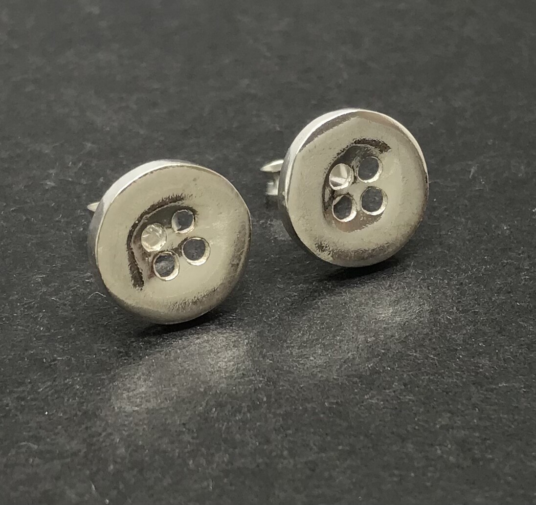 Sterling Silver Button Stud Earrings 10mm in Gift Box-image
