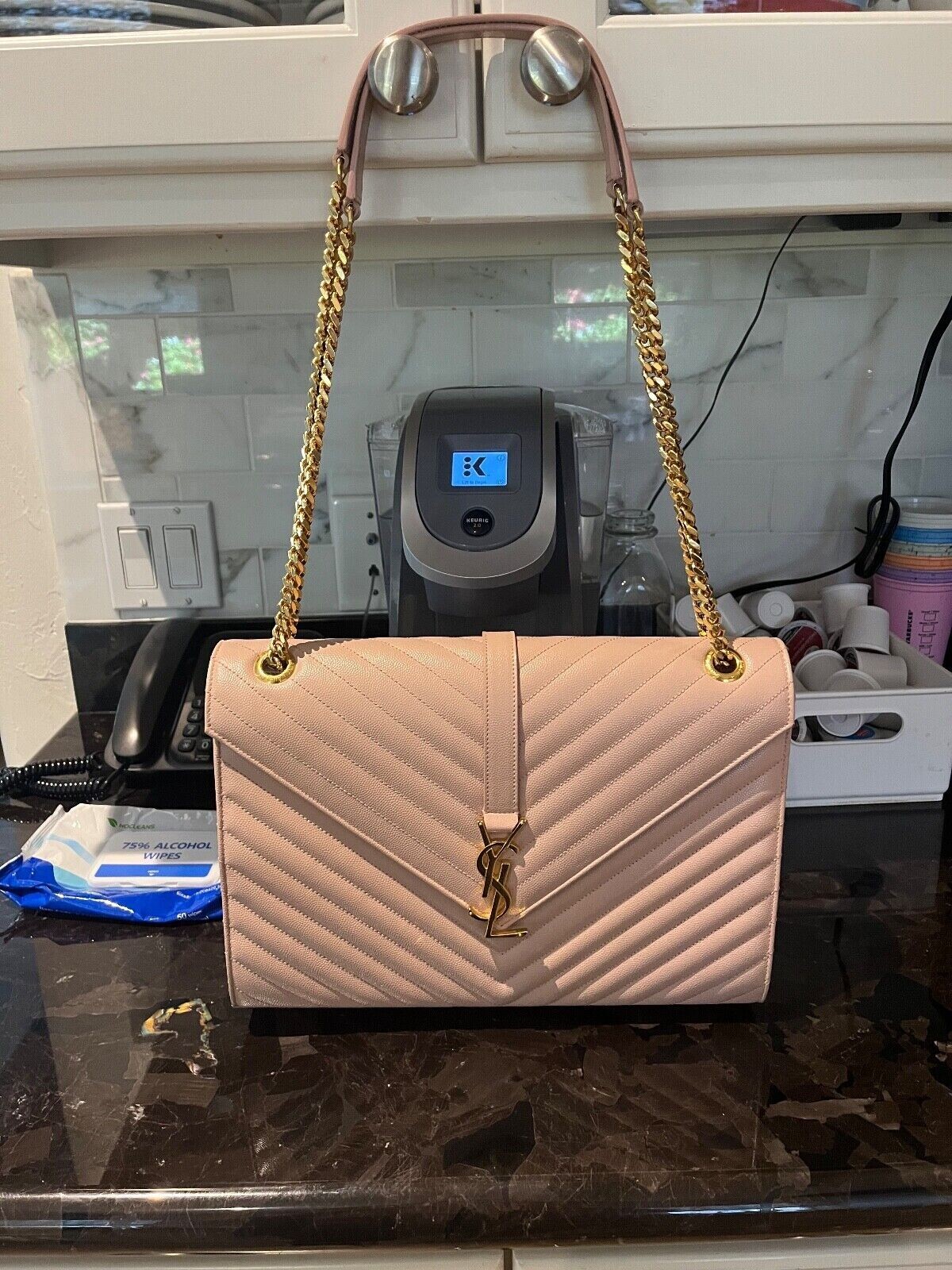 SAINT LAURENT YSL Borsa Chevron Busta a Tracolla In Blush Nuda!!! In vendita a 2803 68!!!!