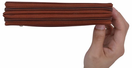 Burgundy Zip around Genuine Leather Checkbook Credit Card ID Holder Wallet Women - Bild 6 von 9