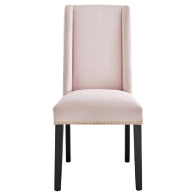 Modway Baron Modern Velvet Dining Chairs in Pink/Black (Set