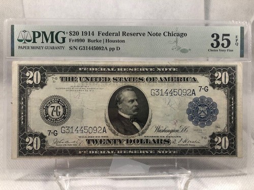 AC Fr 990 1914 Chicago FRN PMG VERY FINE 35 Burke/Houston BLUE SEAL