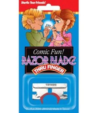 RAZOR BLADE THRU FINGER GAG TRICK SCARY BLOODY WOUNDED HORROR GIMMICK NOVELTY