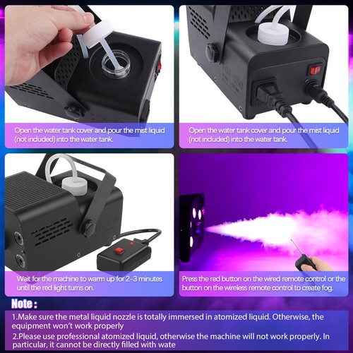 500W RGB LED Fog Machine Smoke Wireless Remote Xmas DJ Disco Party Stage Effect - Picture 9 of 12