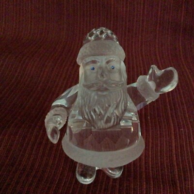 Retired Swarovski Blue Eyed Santa Figurine #221362 W/Inner And