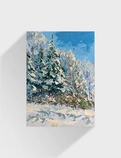 Oil painting Winter Botanical garden Ukrainian painter canvas original landscape