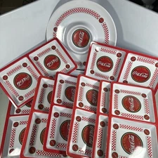 Gibson | Coca-Cola | (8) Dual Serving Trays & (1) Chip And Dip Plastic Tray