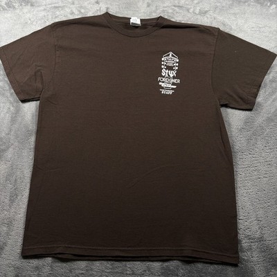 2014 Styx Foreigner Don Felder Tour Delta T-Shirt Mens Large Brown Crew Neck