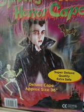 Childrens Deluxe Black Pvc Cape Cloak  Halloween Prop Fancydress Costume  36in