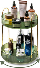 360  Rotating Makeup Organizer 2-Tier Skincare Vanity Storage Perfume Holder