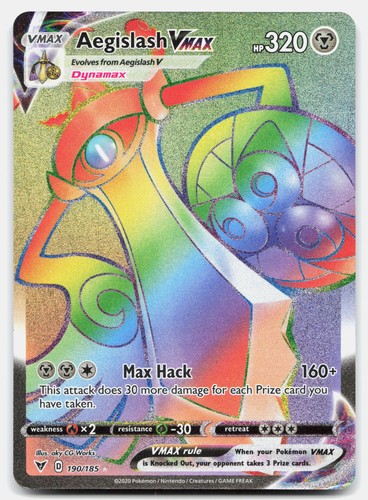 Aegislash VMAX (Secret) 190/185 SWSH04: Vivid Voltage Holofoil NM Pokemon TCG