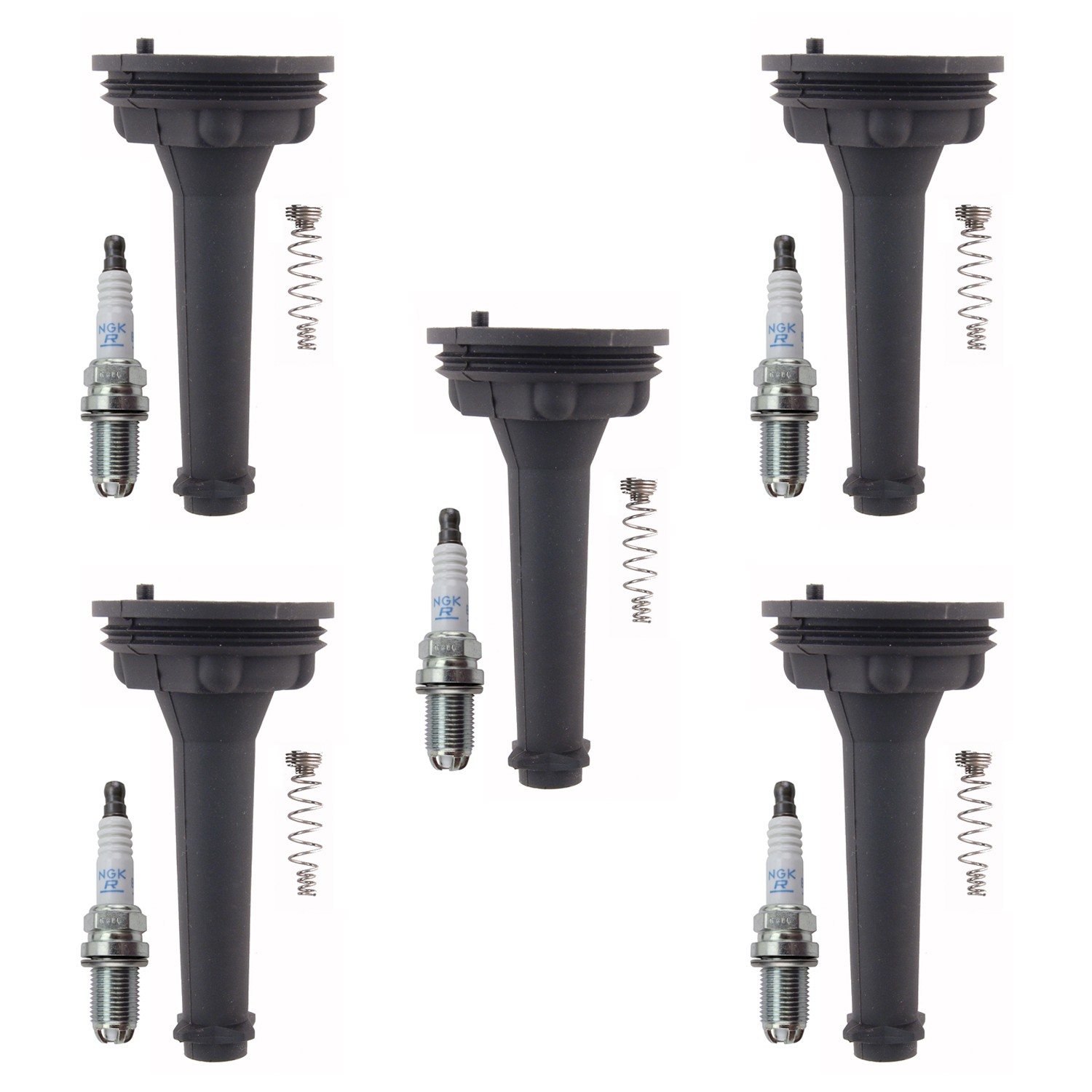 NGK 5 Laser Platinum Spark Plugs  NGK Coil Boots Kit for S60 S70 V70 2.4L L5
