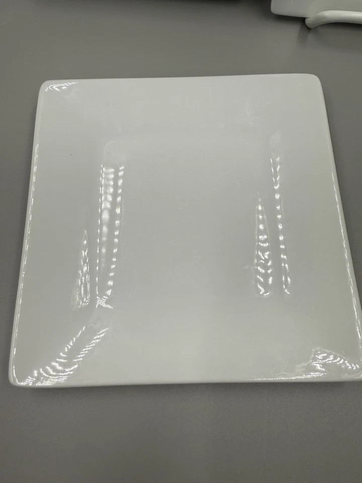 Crate And Barrel Square White Appetizer Plates 6x6 Set of 6 - Image 3 of 4
