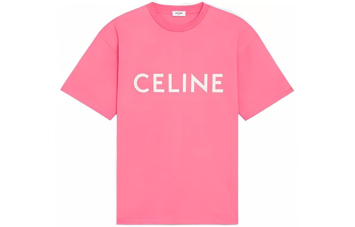Celine Logo Letter Print Casual Round Neck Loose Short Sleeve T 