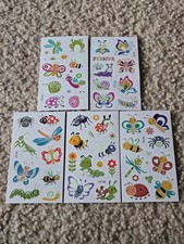 Insect Temporary Tattoos Glow in the Dark 5 Sheets Fun Kids Insects Bugs Cute 