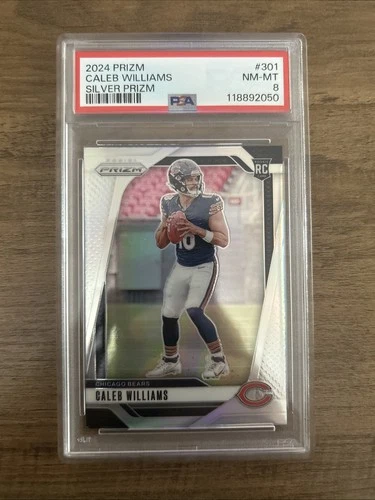 2024 NFL Panini Prizm Caleb Williams (RC) #301 Silver Prizm PSA 8 Chicago Bears