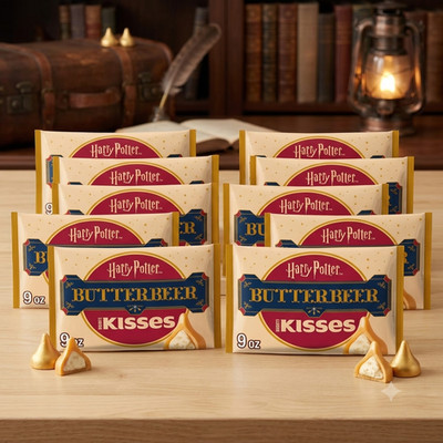 10 BAGS! 9 oz Hershey's Kisses Butterbeer Harry Potter Chocolate BB 1/27