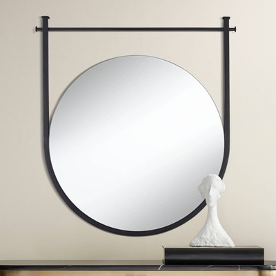 Uttermost Nassau 30x33 Black Round Wall Mirror