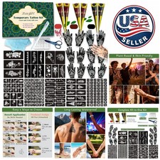 Ultimate 191 Pcs Temporary Tattoo Stencils  Ink Kit - Perfect for Parties 