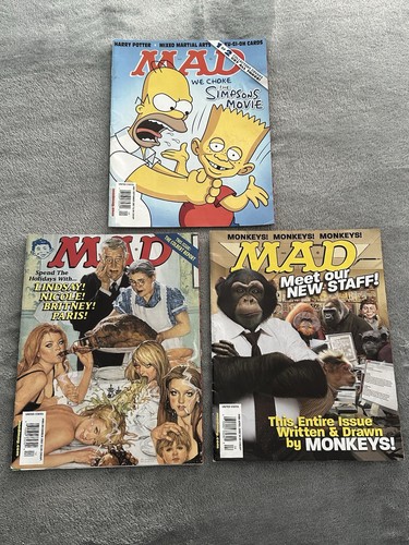 Mad Magazine Lot 3 2007 2008 #481 #488 #484 The Simpsons Movie Monkeys Hilton - 第 1/5 張圖片