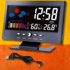 LED Digital Alarm Clock Snooze Calendar Thermometer Hygrometer Weather Display