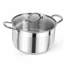  Stainless Steel Stock Pot - 8 Quart Heavy Duty Induction Cooking Pot with 8 QT
