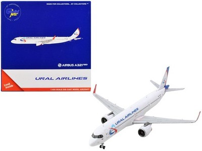 Airbus A321neo Commercial Aircraft ''Ural Airlines'' White with Blue Tail 1/400 Di