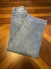 Flying Monkey Women's Wide Leg Raw Hem Jeans Size 28 Whiskered Mid-Rise