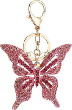 Butterfly Keychain Crystal Rhinestone Sparkling Keychain Bling Key Fob Holder Ba