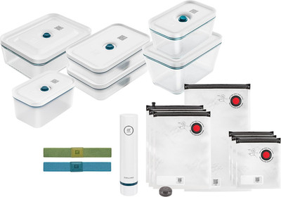 ZWILLING Fresh & save Vakuum Starterset Für Lebensmittel, Glas, 16-Teilig, Pumpe