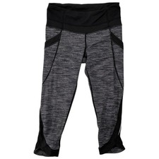 Lululemon Crop Leggings Size 4 Gray Black Zip Pocket Run Training