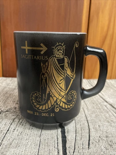 Vintage Anchor Hocking sagittarius, Zodiac Astrology Mug Milk Glass MCM 