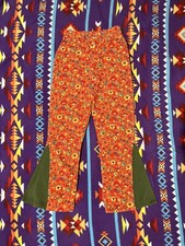 VTG 70s Maverick Blue Bell Corduroy Hippie Floral Women  s Size 11/12 Slim Pants