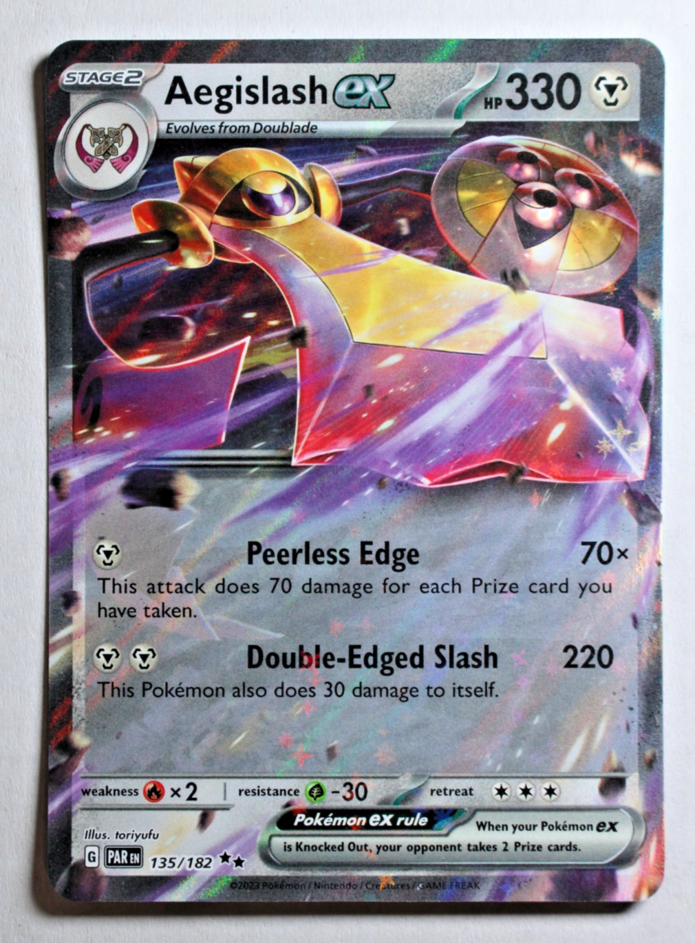 Pokémon TCG Paradox Rift Aegislash ex 135/182 Double Rare NM