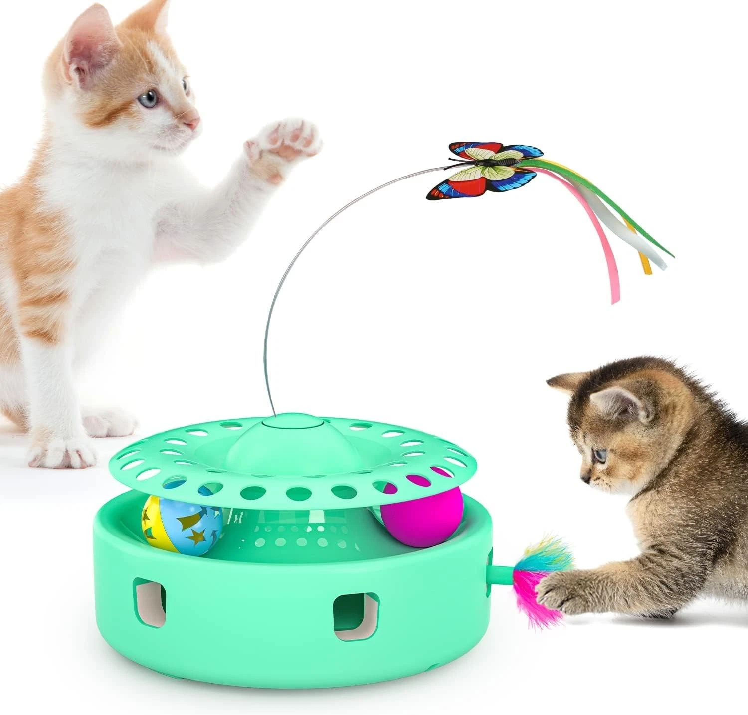 Tyasoleil Automatic 3 in 1 Interactive Cat Toys for Indoor Cats, Ball Exercise C