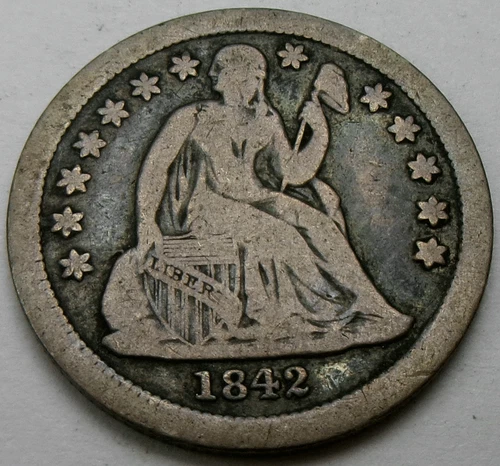 Photo of a 1842-P Seated Liberty Dime from an eBay listing that sold on Jul 18, 2026