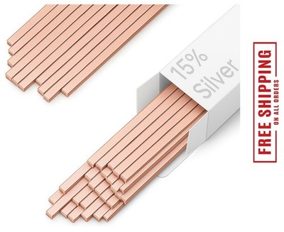 40 Sticks 15% Silver Brazing Rods   Flat Phos Copper Welding Rods for HVAC, Air