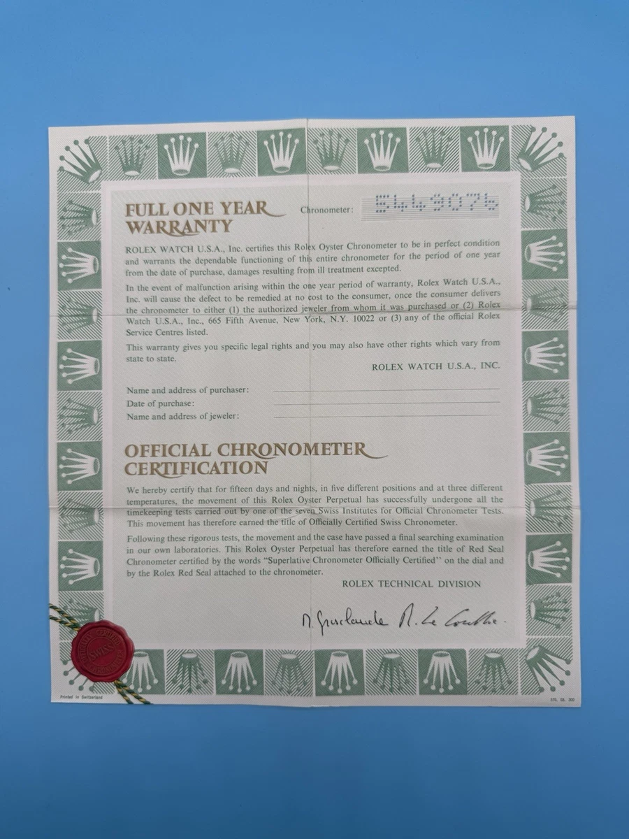 Rolex Guarantee for sale | eBay