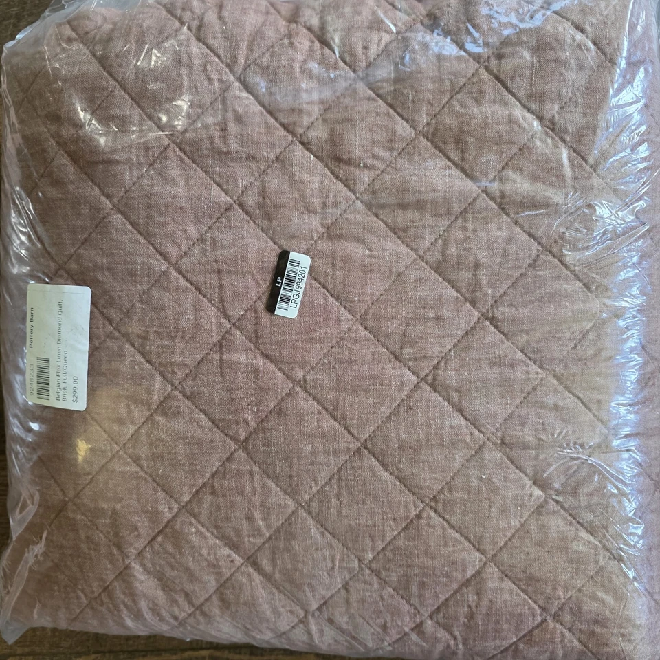 COLCHA DE DIAMANTES DE LINO BELGA GRANERO DE CERÁMICA - Completa/Reina - LADRILLO - NUEVA CON ETIQUETAS Foto 2 de 4