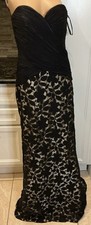 Jovani Black Silk Lace Strapless Fitted Dress Bolero Size 10 High Low Skirt